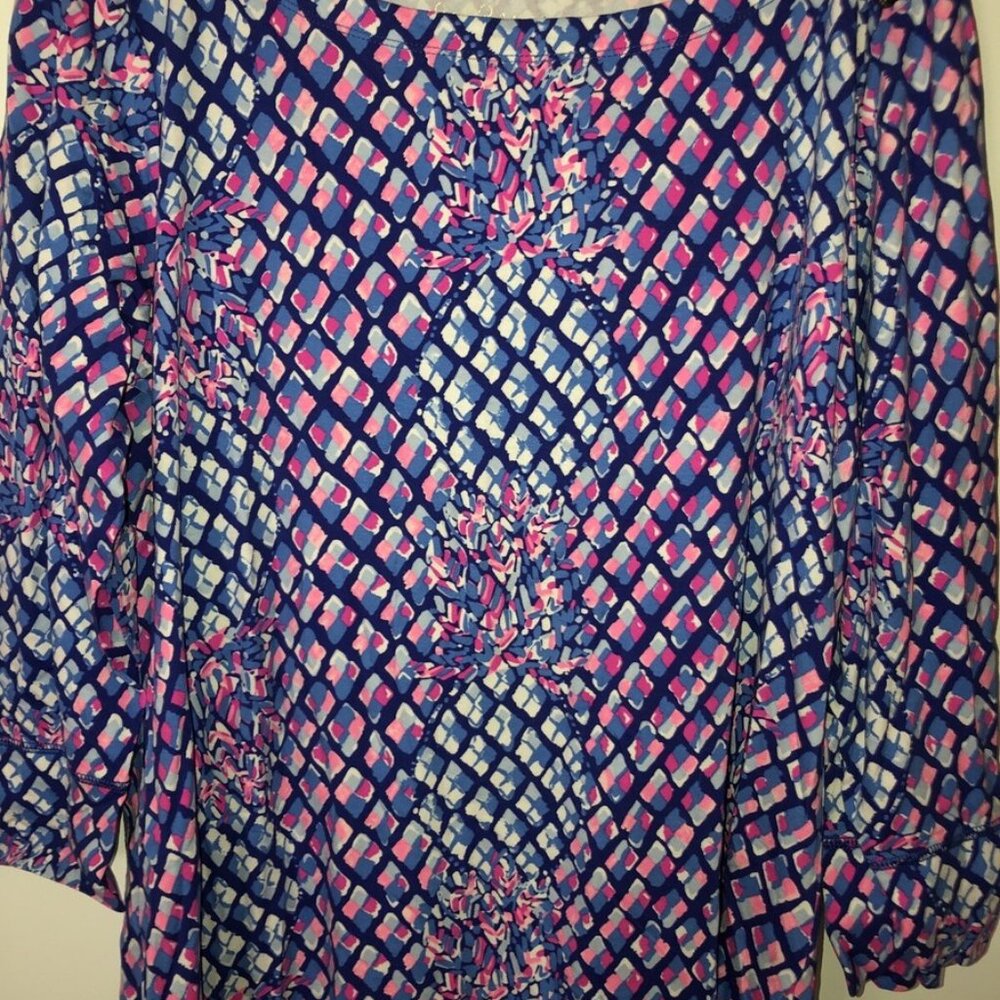 Lilly Pulitzer Sophie Dress XL Royal Purple Pop Up Toe Pineapple Print - Picture 3 of 3